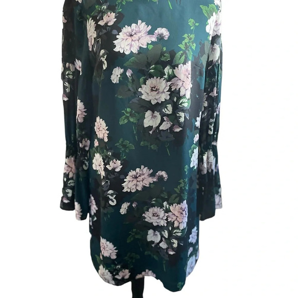 Club Monaco Sanai Silk Floral Crew Neck Long Sleeve Shift Dress - Picture 2 of 12